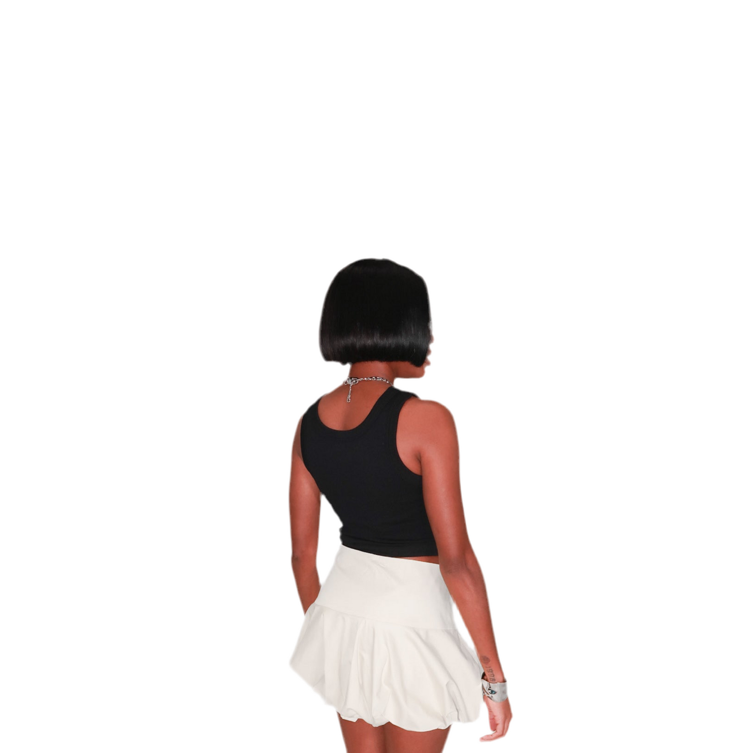 Black embroidered rhinestone  nylon tank